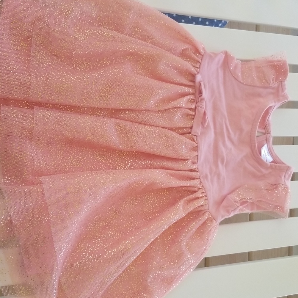 Tulle gold glitter pink dress